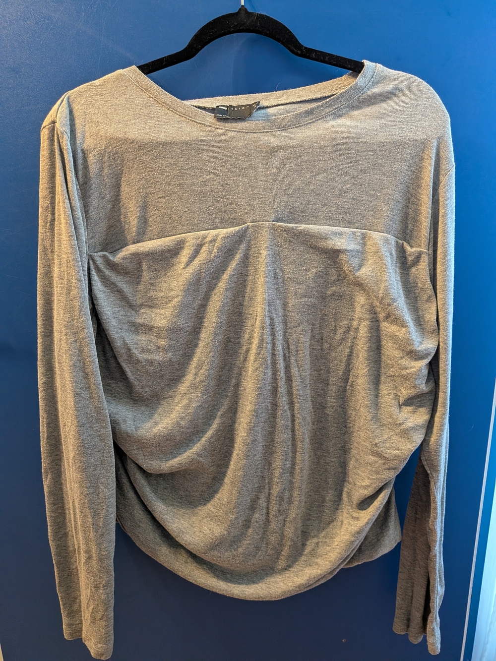 ASOS Long Sleeve Draped Front Top - Gray
